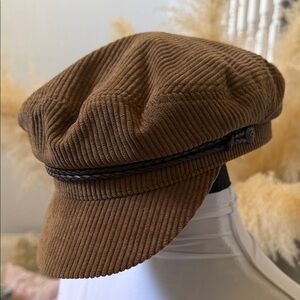 Brixton Ashland Fisherman Corduroy Fiddler Cap Brown Braided Rope Hat Size M